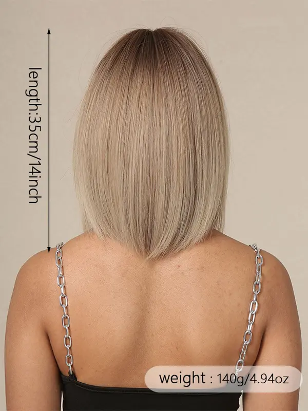 14 Inch Short Straight Wigs, Gorgeous Natural Fluffy Wigs with Bangs, Synthetic Hair Wigs for Daily & Cosplay & Costume Party Cute Hairstyles Uk Girls Wigs 1