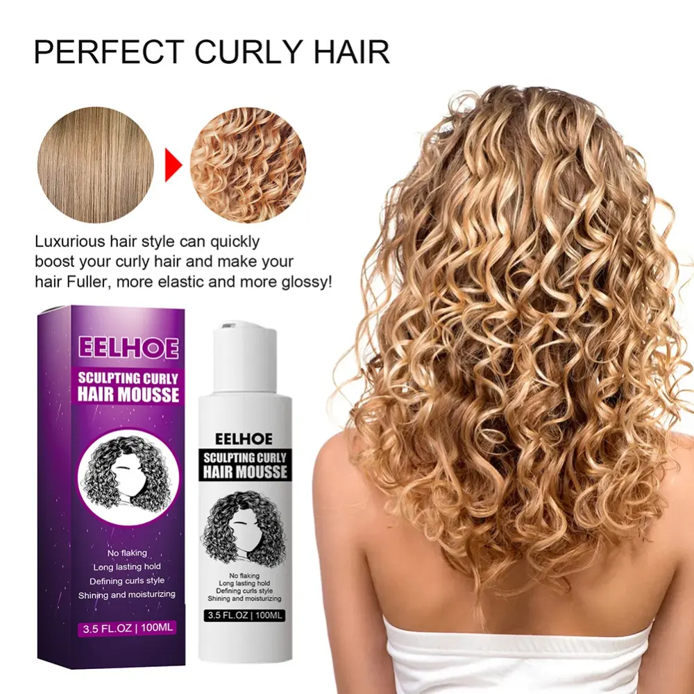 Sculpting Curly Hair Mousse Curl Boost Fluffy Lasting Defining Curls Gel Shining Moisturizer Hair Styling Elastin Cream