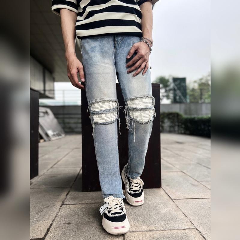 [ XẢ KHO ] Quần jean Boy Phố phối gân đầu gối ver2 QB262