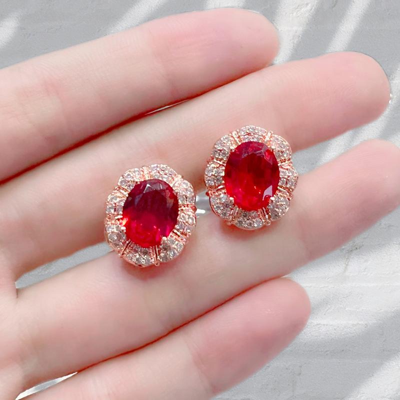 Tiktok Live Streaming on Kwai Jewelry Suit 18K Gold Plated Imitation Natural Gem Tourmaline Rings Pendants Necklace Ear Stud 2