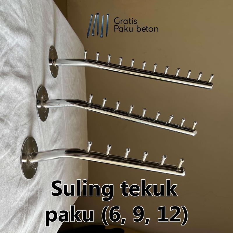 Hanger Suling tembok 12 paku tekuk lurus | Hanger Baju | Gantungan Baju | Display Toko Baju besi 0