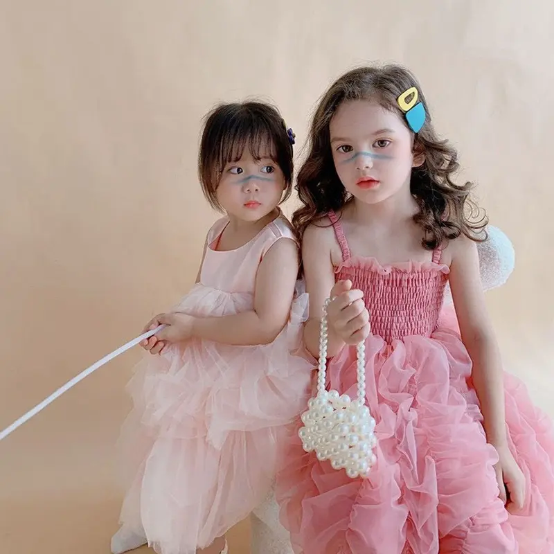 [A59] Đầm hồng công chúa hai dây xᶖnh xắn sang xịn cho bé gái đi tiệc đi chơi - Quảng Châu- sẵn 3