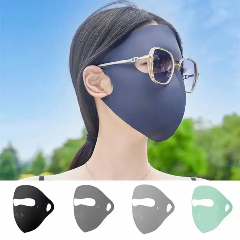 Summer Solid Color Breathable Face Mask Reusuable Ice Silk Washable Face Cover Women Girls Sun Shade Sports Hiking Outdoor Masks