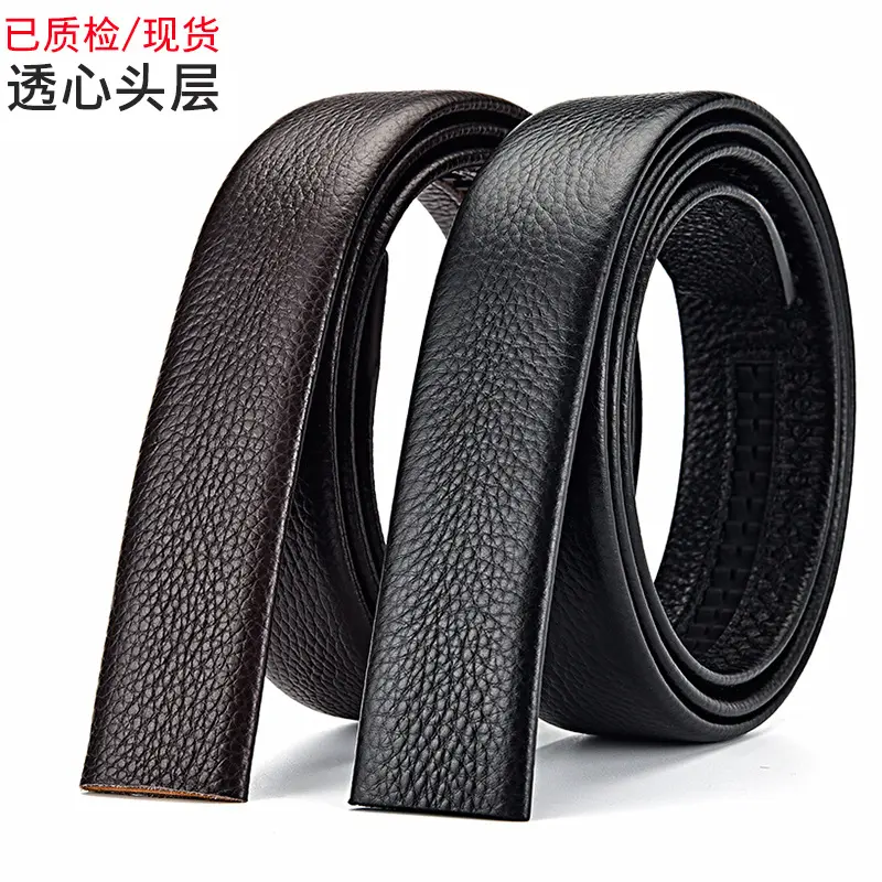 Thắt Lưng Da Nam, Cung Cấp Trực Tiếp Nhà Máy, Thắt Lưng Không Khóa, Khóa Tự Động, Chèn Nhuộm, Thắt Lưng Da Lớp Một, Với Thiết Kế Vân Anh Đào
