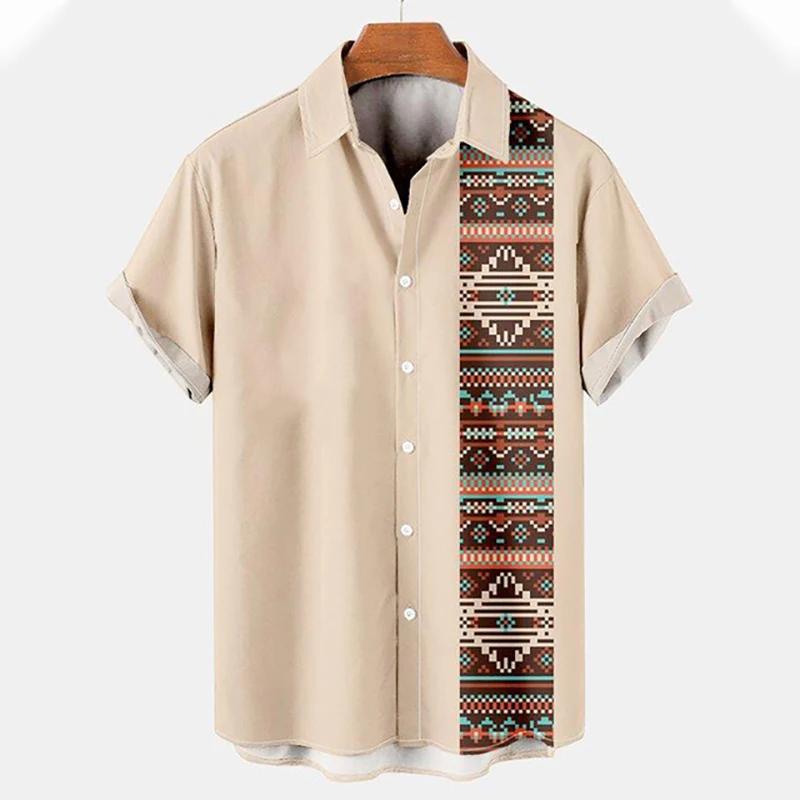 Product Introduction of Men's Hawaiian Beach Ethnic Style 3D Printed Street Retro Fashion Short Sleeve Shirt Menswear Top 10