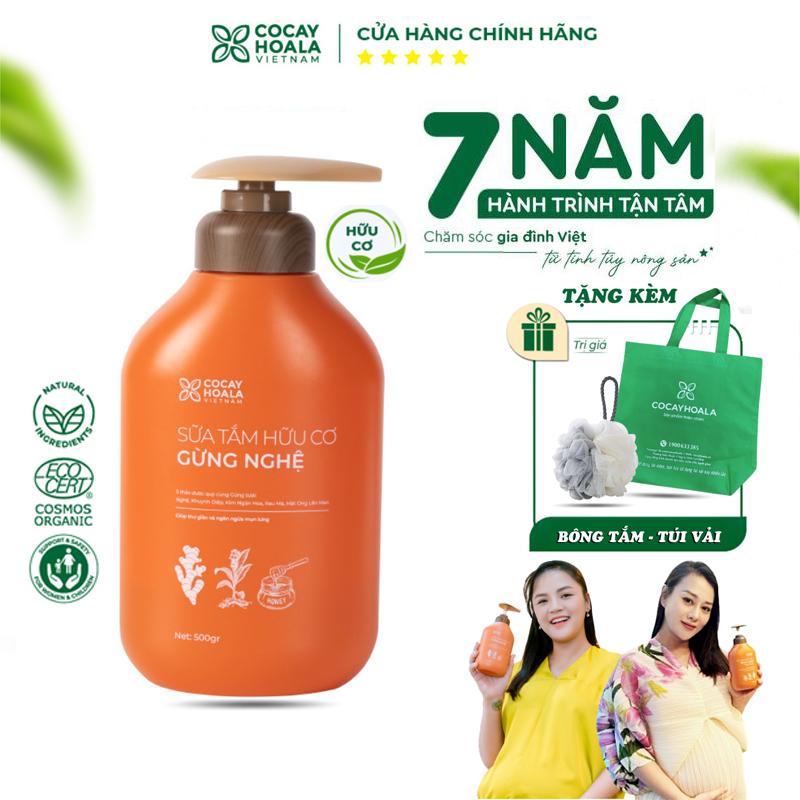 Sữa Tắm Thảo Dược Hữu Cơ Gừng Nghệ Cỏ Cây Hoa Lá Gừng Nghệ Hỗ Trợ Dưỡng Sáng 500g - Hỗ Trợ cải thiện mụn trên da - Hỗ trợ loại bỏ bụi bẩn, bã nhờn