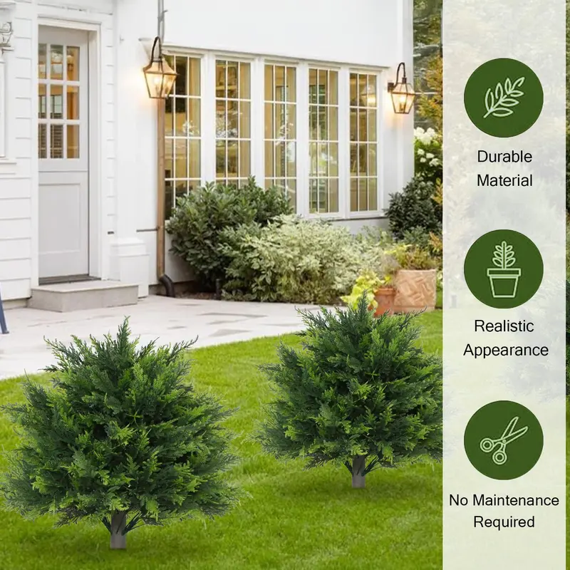 Artificial Pine Tree with Ground Spikes, 1 Count Fake Green Plant, Decorative Plant for Indoor Outdoor Garden Home Decoration【No Pot】 4