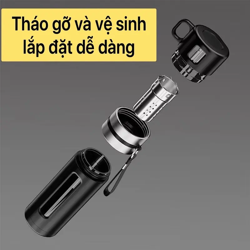 Bình Pha Trà Thủy Tinh 2 Lớp Cách Nhiệt Dung Tích 520ml Phiên Bản Nâng Cấp Có Lõi Lọc Trà Độc Lập Và Cốc Uống Có Quai Cầm Kèm Dây Treo Chắc Chắn 1