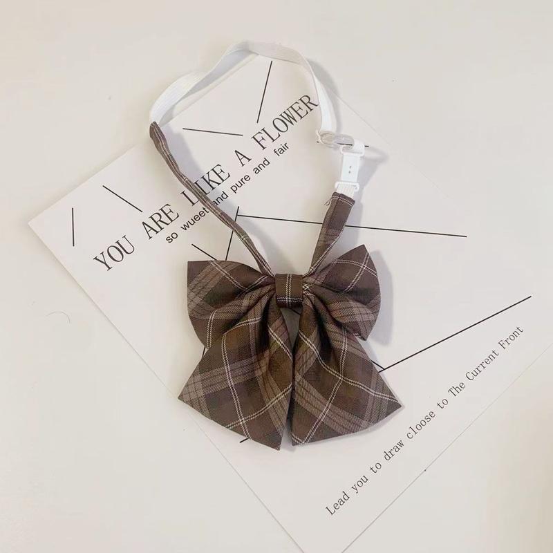 Product Introduction of Brown JK Small Necktie Women's Vintage Shirt Decoration Japanese College Style DK Short Slip-Free Plaid Tie for Men 2
