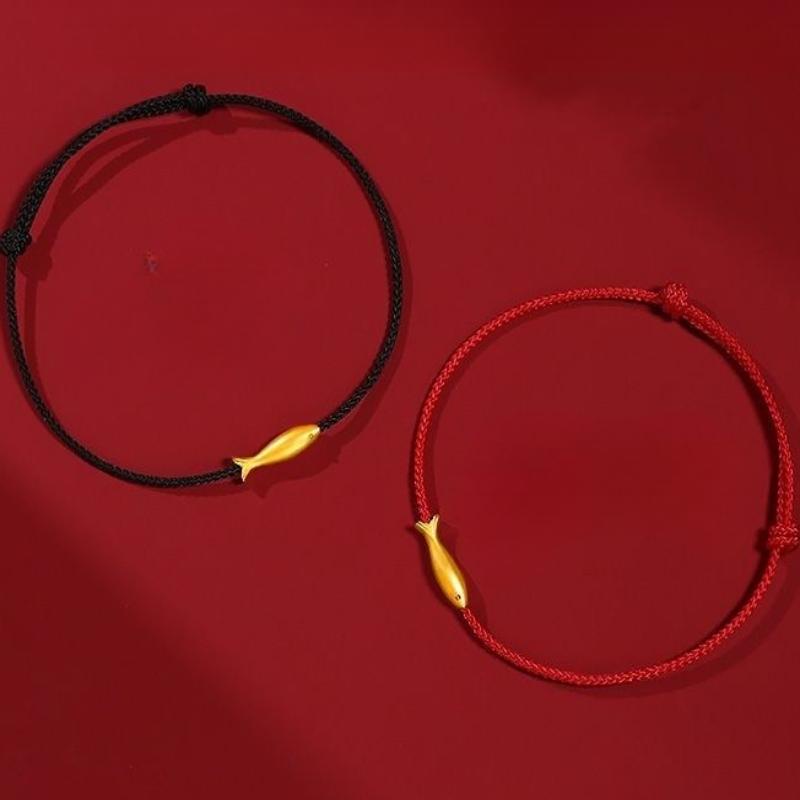  Vòng Tay Cá May Mắn Dệt Thủ Công Dành Cho Cặp Đôi Vòng Tay May Mắn Dây Đỏ Và Dây Đen Thích Hợp Cho Bạn Thân 