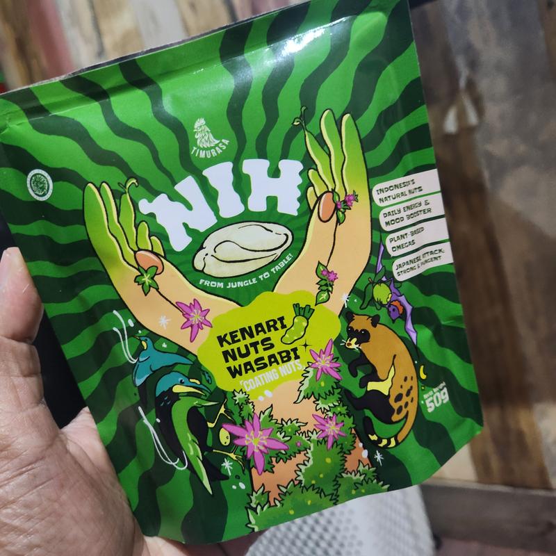 Kacang Kenari Timurasa NIH Rasa Wasabi / Kenari Nut Timurasa NIH Wasabi 50g cemilan food snacks  cemilan food Diet Makanan 1