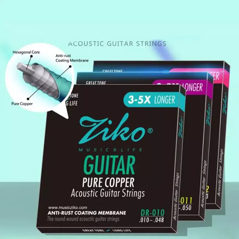 Bộ 6 Dây Đàn Guitar Acoustic Ziko  DR-010, DR011, DR012 2