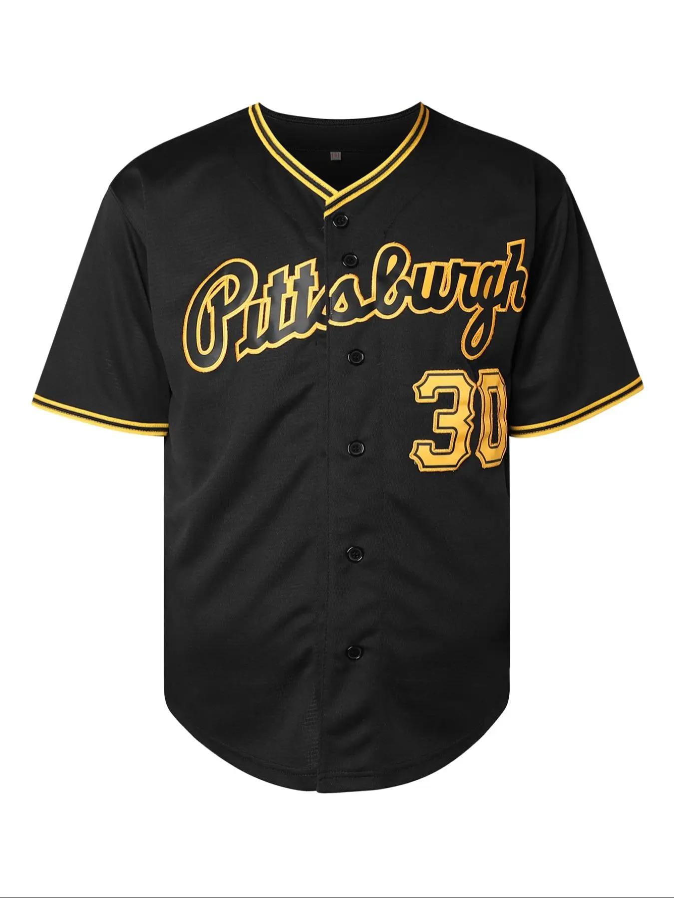 Men's Letter & Figure Embroidery Contrast Binding Short Sleeve Baseball Jersey, Loose Casual Button Front Baseball Top for Training & Competition, Baseball Outfielder Equipment