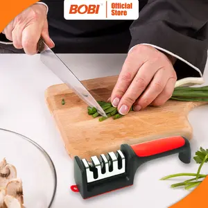 4 Stage Knife Sharpener - Alat pengasah Pisau dan Gunting Dapur - Baja Stainless