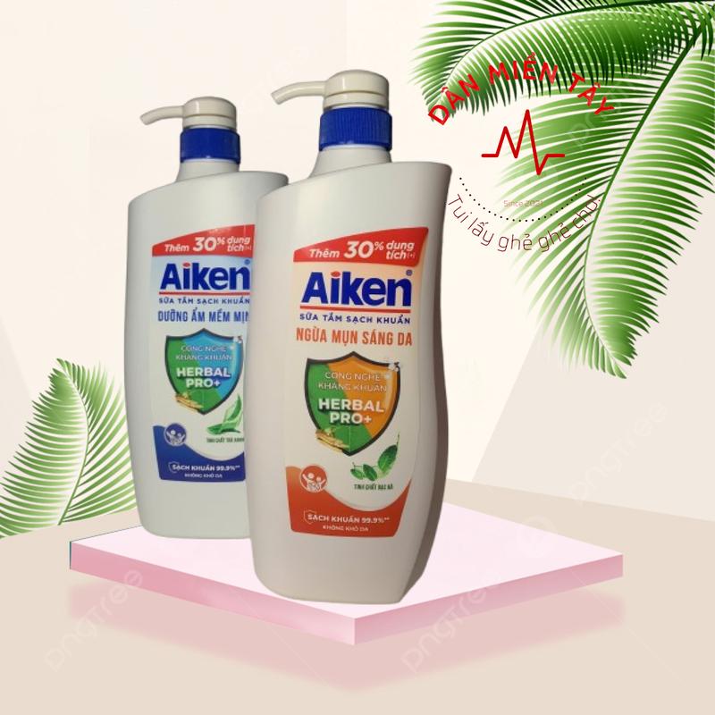 (Mẫu Mới) Sữa Tắm Sạch Khuẩn Aiken Hương Trà Xanh/ Bạc Hà 845g. Dưỡng Body Dưỡng Da Body