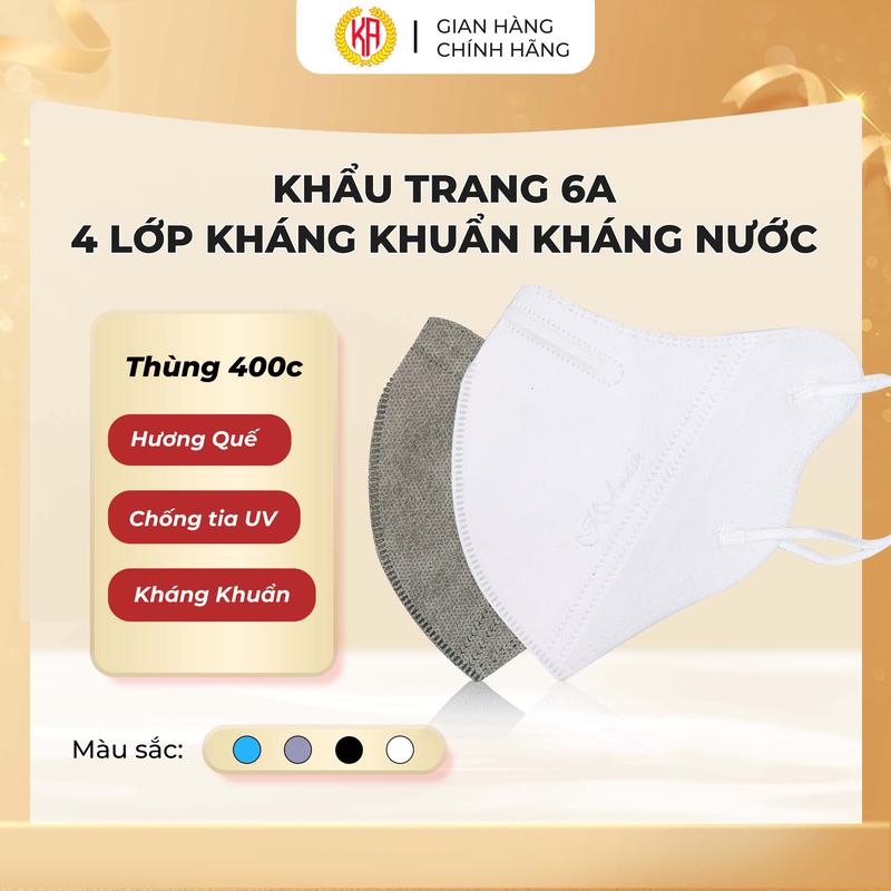 [400 Chiếc] Khẩu trang 6A Mask Khuyến Anh Hương Quế Giúp Chống Tia UV Chống Nước Kháng Khuẩn Kháng Bụi Mịn