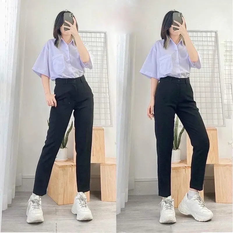 Quần tây công sở nữ, 1 khuy khoá trước, lưng cao, đi học đi làm đều xinh 2