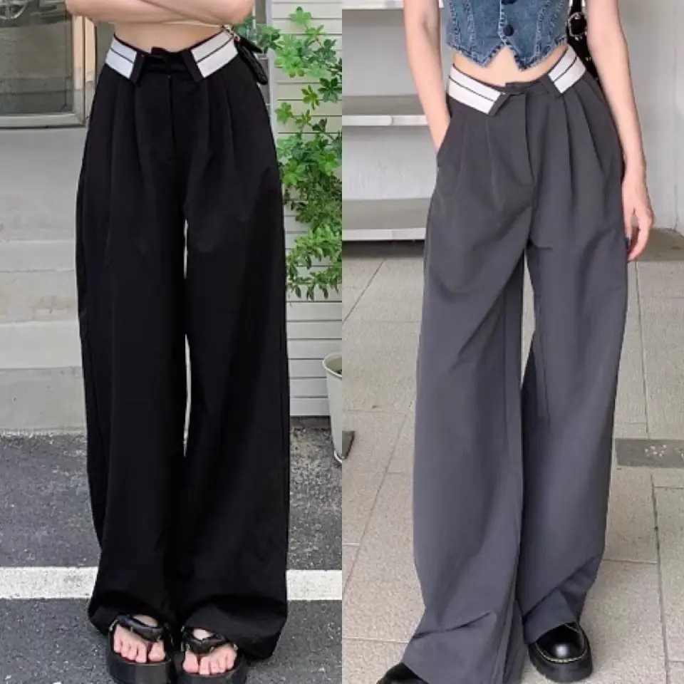 AiB กางเกงพับเอว แบบพับรอบเอว ผ้าพริ้วเบา ใส่สบาย ( เสื้อผ้า ผู้หญิง ) ( Women Clothing Outfits )