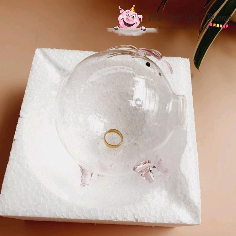 Heo thủy tinh nhỏ size 1 vừa nhẫn trơn , vỉ vàng P.N.J ống heo đựng nhẫn vàng khe dài 4cm 5