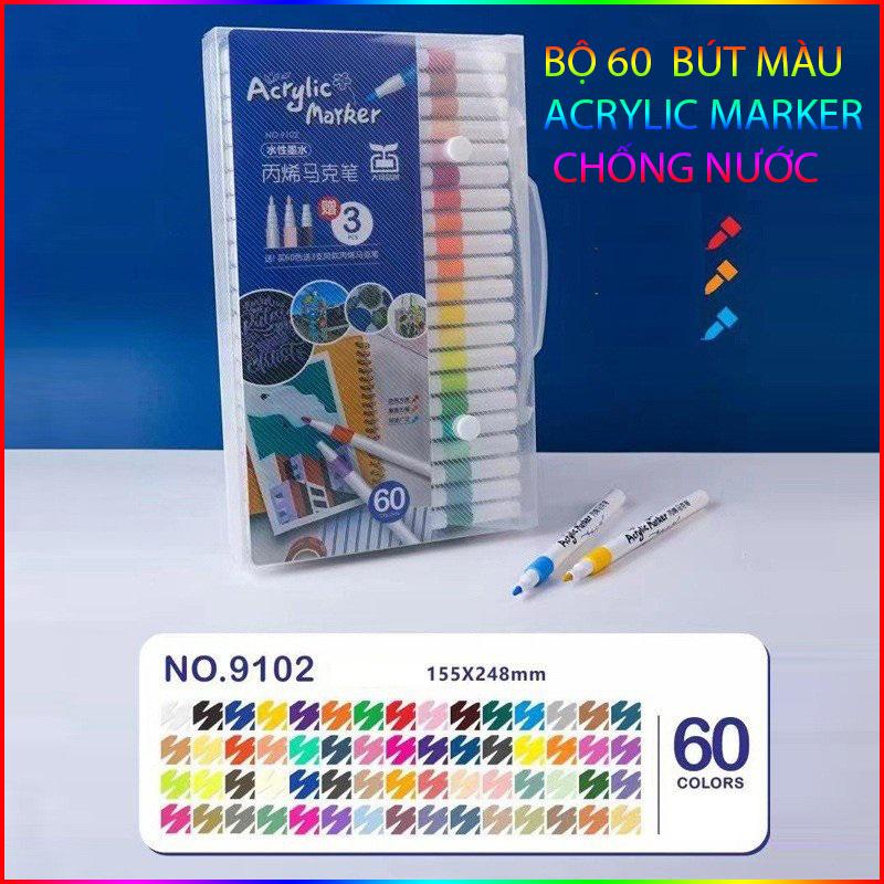 Hộp Màu Acrylic Marker 60 Màu - Hộp Bút Màu Acrylic Cao Cấp Cho Bé Tập Tô - Đồ Chơi, Toy 0