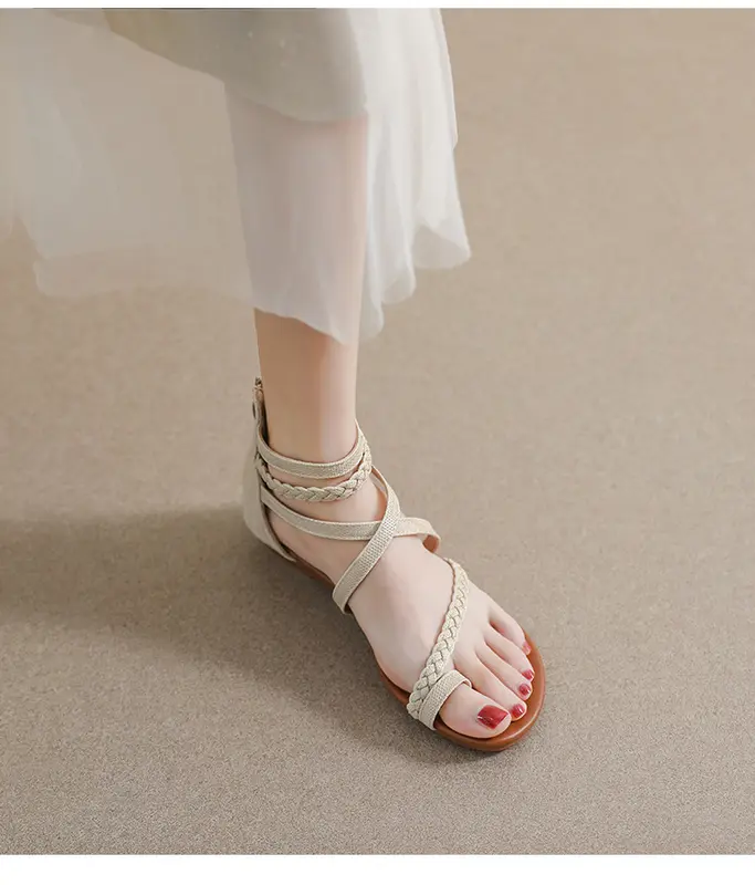 [Chính hãng]Giày sandal chiến binh nữ boho XIANGLV basic sang trọng 1.5cm, sandal nữ xỏ ngón, giày dây NH30 - Lenbychia 4