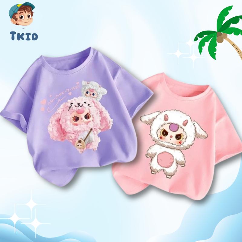 Áo Thun Bé Gái Ngắn Tay TKID STORE Áo Phông Cho Bé In Hình Baby Three Dễ Thương Siêu Hot 0