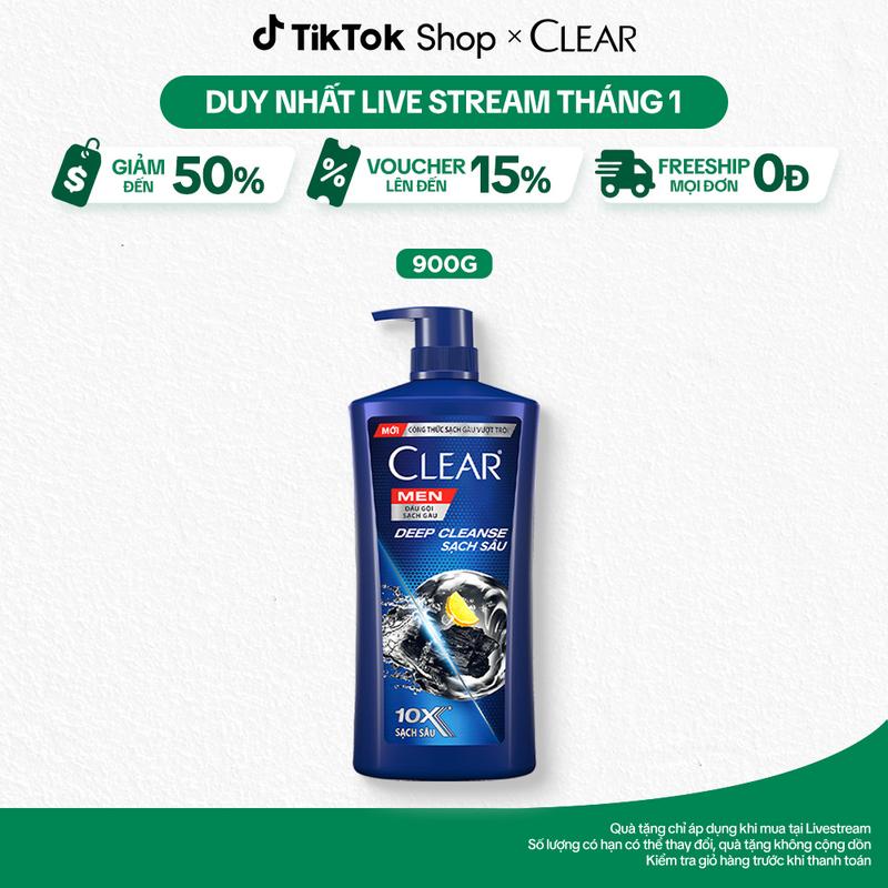 3 FS Dầu Gội Sạch Gàu Clear Men Deep Cleanse Than Hoạt Tính Sạch Sâu Hỗ Trợ Chăm Sóc Tóc Ngăn Gàu Nhờn Ngứa 900g