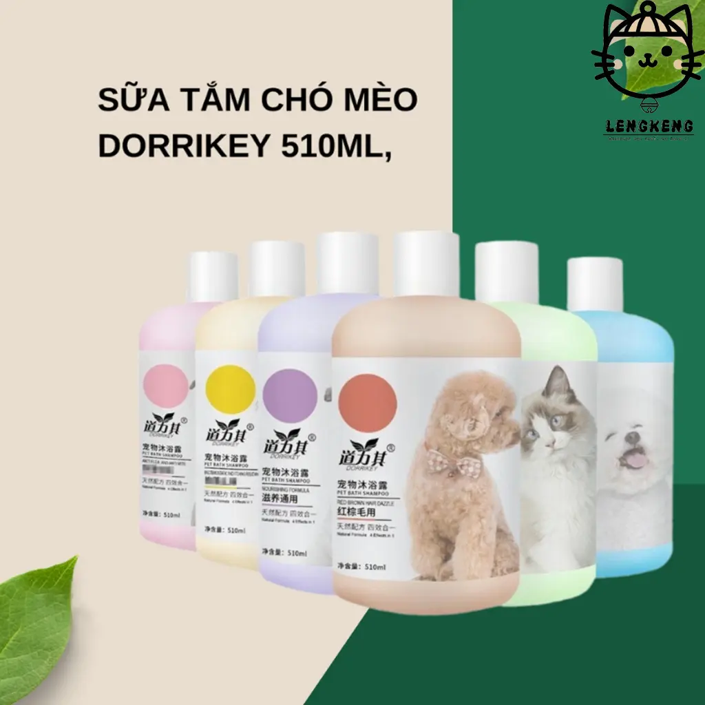 Sữa tắm Dorrikey cho chó mèo 510ml Sữa tắm cho chó thơm lâu trị nấm, ve rận, khử mùi chính hãng