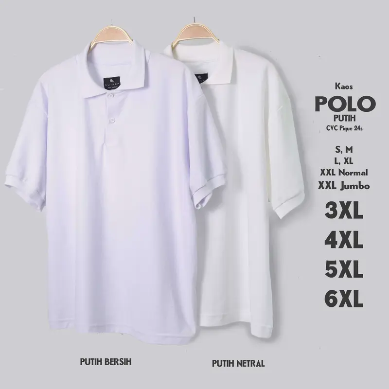 Kaos Polo Putih Big Size Pria S M L XL XXL 3XL 4XL 5XL 6XL Kerah 0