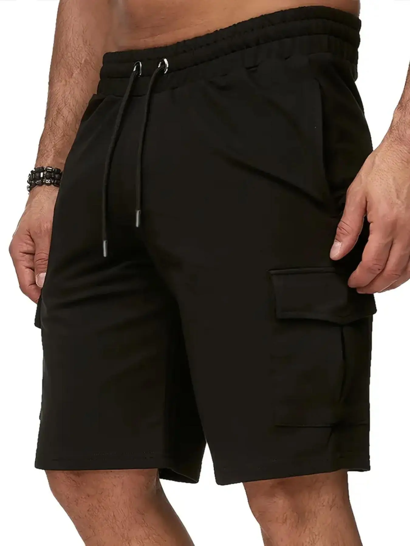 Men's Solid Color Multi-pocket Cargo Shorts, Loose Casual Elastic Waist Shorts for Summer, Men's Bottoms for Daily Wear