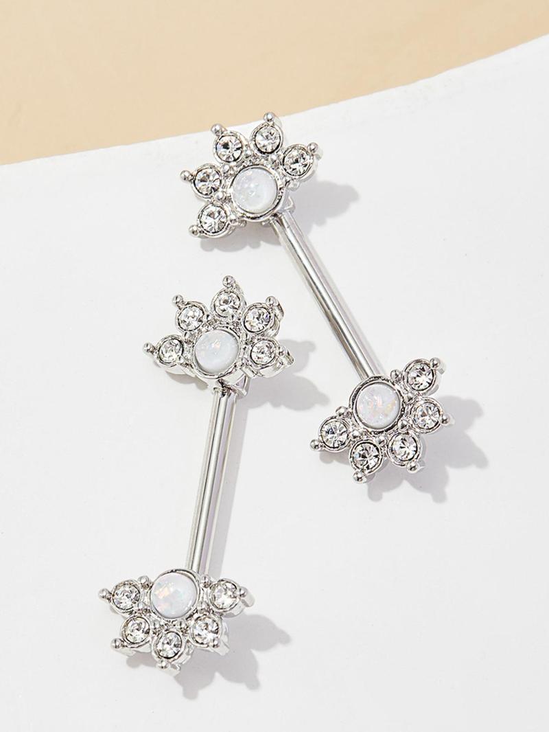 Product Introduction of Women's Elegant Rhinestone Decorated Nipples Ring (1 Pair), Fashion Jewelry for Party, Daily Clothing Decor, Trendy All-match & Exquisite Jewelry for Birthday Gift 0
