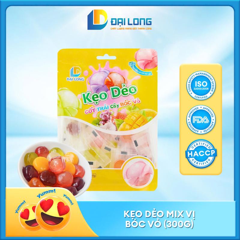 [Túi 300g] Mix vị kẹo dẻo trái cây bóc vỏ Đại Long, đồ ăn vặt siêu hot trên mạng xã hội Vị Chua Candy Snack Food Socola Thức Ăn keomix  nhieu vi đủ vị trái cây không keo jelly