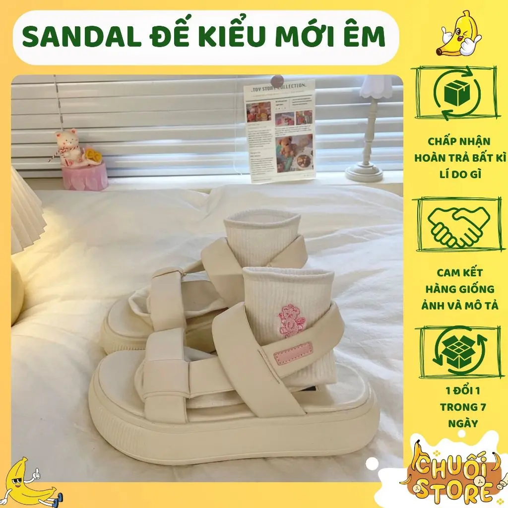 Giày sandal nữ đế cao su chất da PU cao cấp quai đan kiểu mới bo chun mang êm cá tính đơn giản