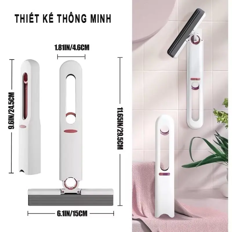 ￼Combo 2 Cây Lau Bàn Bếp Tự Vắt Thông Minh Mini 25cm, Bọt Biển Siêu Thấm Hút Đa Năng, Gập Gọn dễ sử dụng Làm Sạch 5