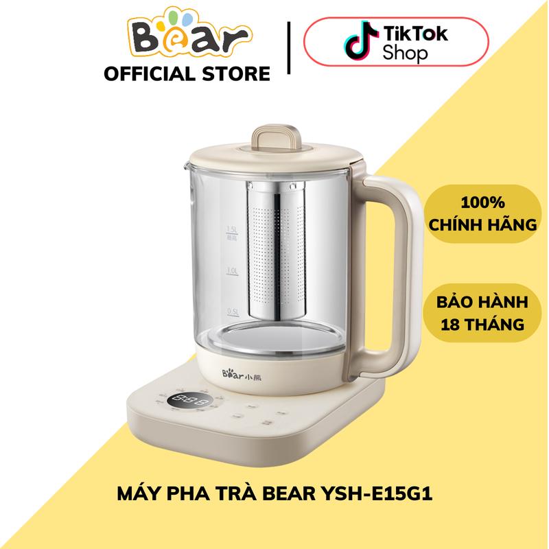 Ấm Đun Pha Trà Đa Năng Bear YSH-E15G1, Dung Tích 1.5L, Công Suất 1000W, Có lõi lọc Inox, Nấu Nước/Pha Trà/Nấu Chè/giữ Ấm, Bảo Hành 18 Tháng (Bản Nội Địa)