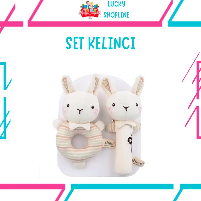[BIG SALE] Mainan Bayi Organic Cotton Rattle Set (2pcs) ANIMAL RATTLE SET Boneka Stick Donat Kerincingan Plush Toys Play 4