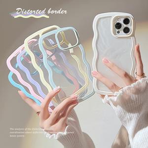[2 in 1] Pure Color iPhone Case Cream Side for iPhone 16 15 14 13 12 11 Pro Max Plus [Wodeke] Case SJK00658 Transaparent Shockproof