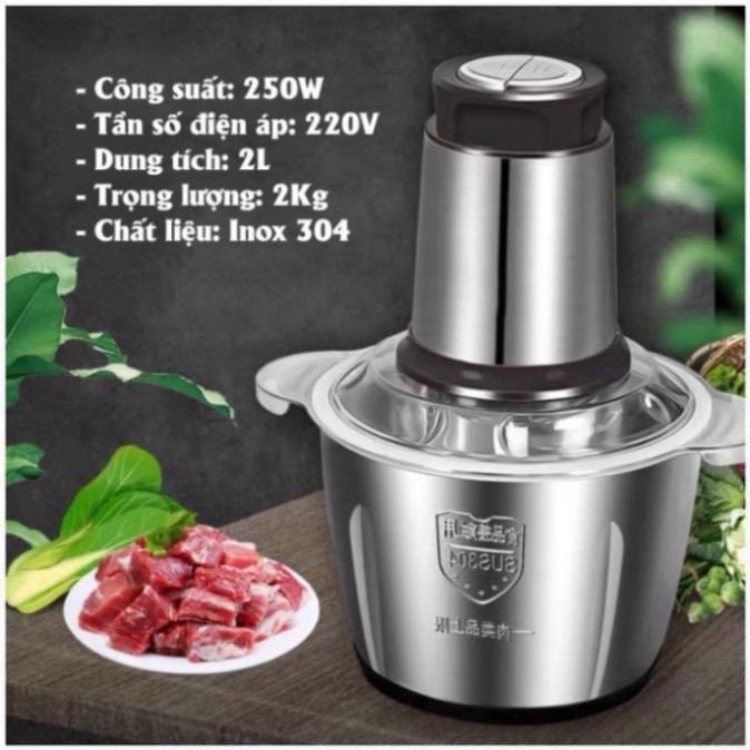 Máy xay thịt, máy xay đa năng, cối inox 304 4 lưỡi dao sắc bén đa năng dùng cho gia đình