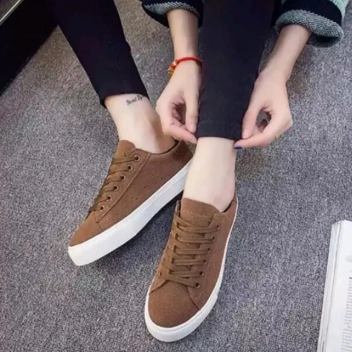 NEW Sepatu wanita Kekinian Warna Coklat Casual Shoes coklat 37