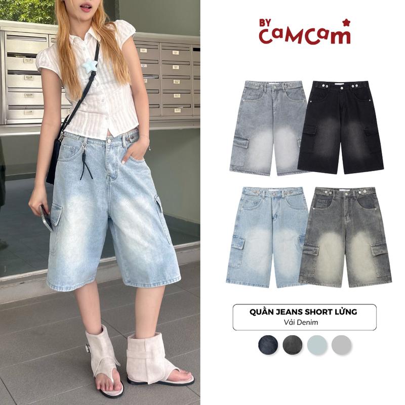 [SJ01] Quần JEAN SHORT LỬNG Cạp Đính Cúc Vải Denim Phong Cách Hàn Quốc Bycamcam 1