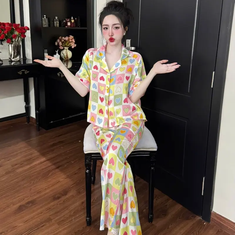 @minx.shop set đồ bộ pyjama mặc nhà chất liệu lụa latin form áo dáng croptop