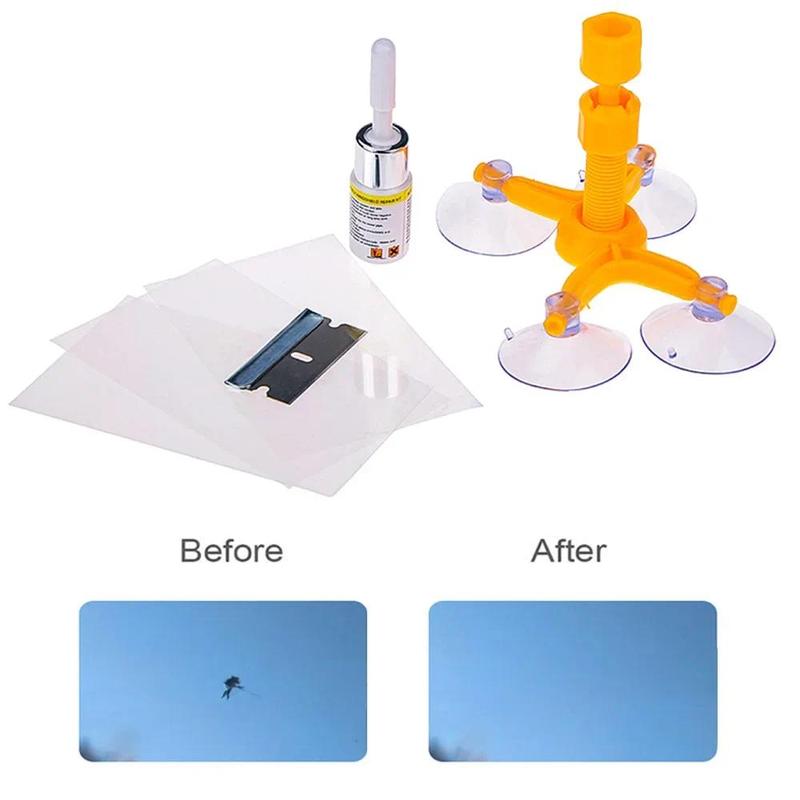 Product Introduction of Windshield Repair Kit Windscreen Tool Resin Rubber Quick Fix Cracked Glass Sealer Paint Cleaner Car Glass Restoration No Trace 1