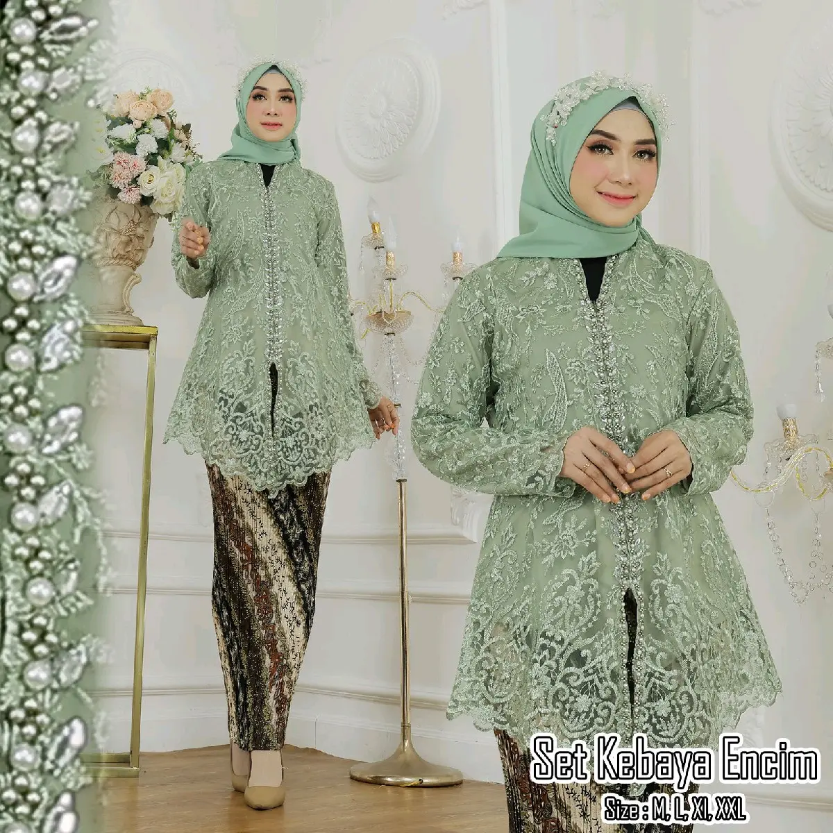 Kebaya Encim / kebaya ncim payet / kebaya wisuda / kebaya perpisahan / kebaya bridersmaid / kebaya modern / kebaya wanita kekinian / kebaya kartini / kebaya ibu hajat / kebaya mama mertua / kebaya bridersmaid / kebaya tile terbaru / kebaya sage
