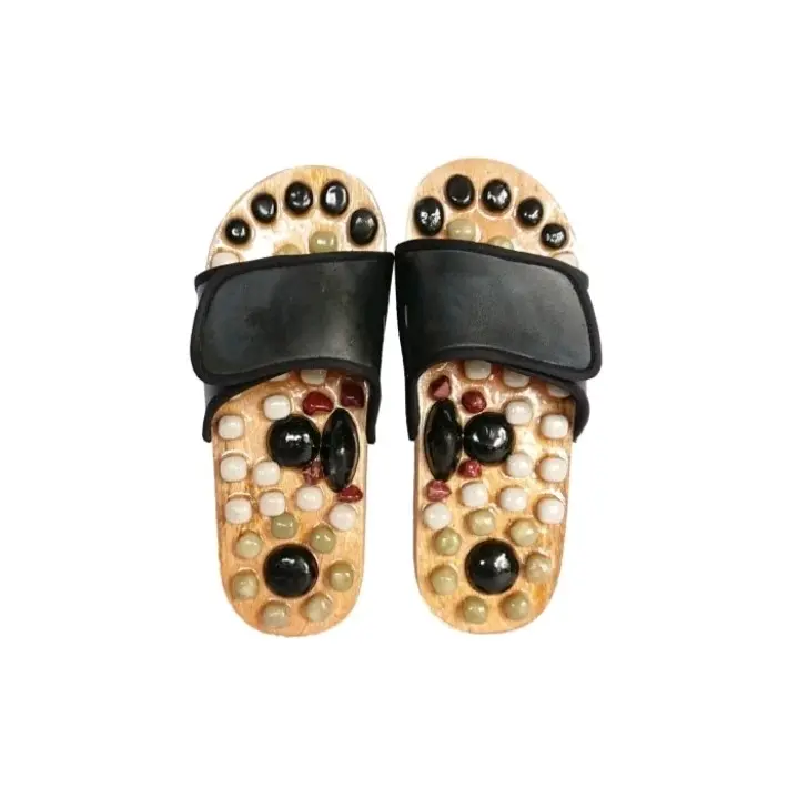 Sandal Batu Refleksi Akupuntur Kayu Mahoni Bonus Alat Pijat Kaki Tangan kening Kerokan Toe Thong Open Toe Terapi Tubuh Pijit 3