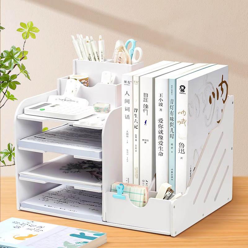 Kệ Hồ Sơ Tài Liệu Để Bàn NA09 Kệ Sách Mini khổ Giấy A4 Bằng Tấm PVC Trắng Sang Trọng