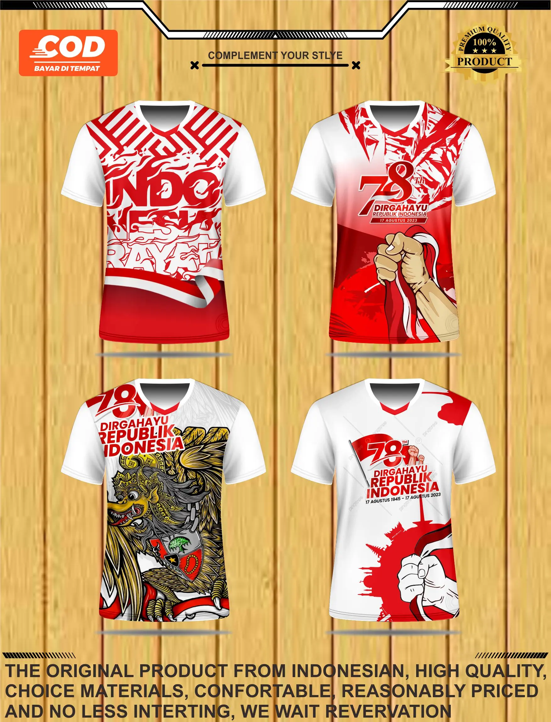 JERSEY BAJU ATASAN PRINTING HUT RI YG KE 78 Sport
