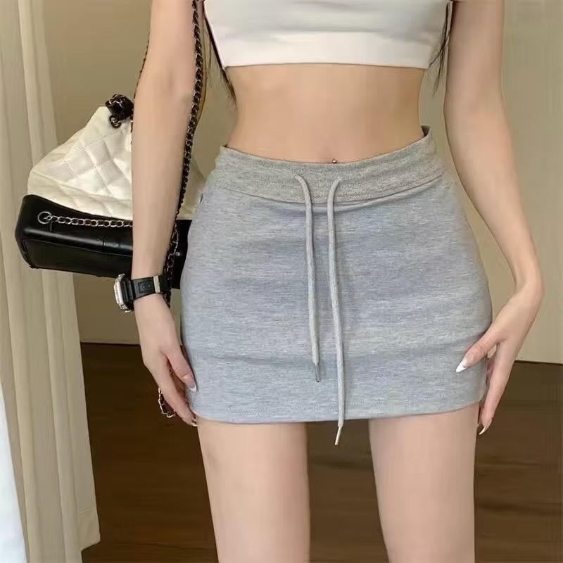 (Deal mới ) Chân Váy Chữ A Dáng Ngắn Cạp Cao Phối Dây Rút , chất nỉ 2 dạ mềm mịn 0
