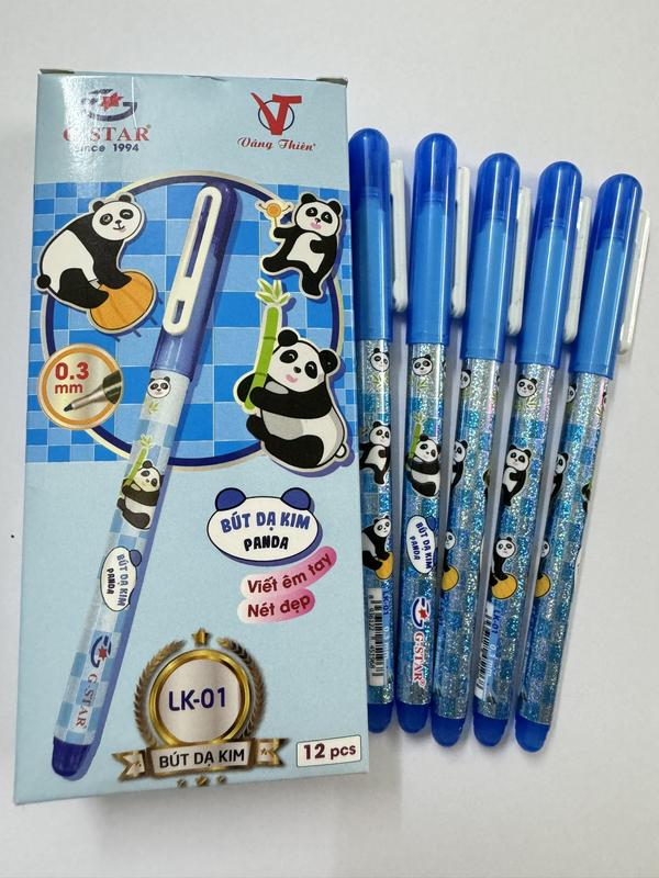 Gstar - Hộp 12 Bút Dạ Kim Gấu Trúc Mực Xanh, Mực Tím Nét 0.3mm