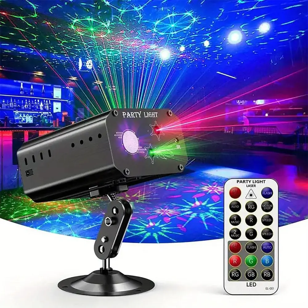 USB Powered Projector Stage Light, Sound Activated LED Laser Light with Remote Control, 3 Mode Atmosphere Light for Home Party Bar Club Birthday KTV Karaoke, Atmosphere Party Light