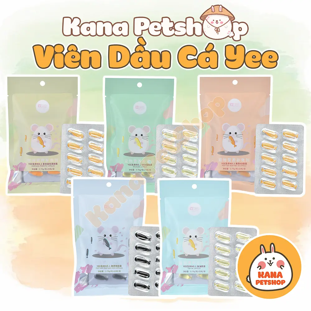 Viên Dầu Cá YEE  FREESHIP Thức Ăn Dặm Viên Dầu Cá Dinh Dưỡng Bảo Vệ Sức Khỏe Cho Hamster, Nhím , Sóc ...